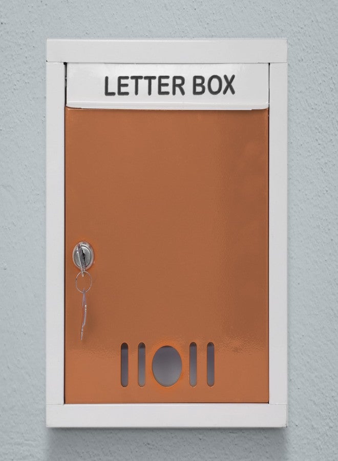 Planet Letter Box/Wall Mount Mailbox/Post Box/Letter Box for Home gate/A4 Size Complaint Box/Suggestion Box/Donation Box with Key Lock (Orange & Ivory) - Image 5