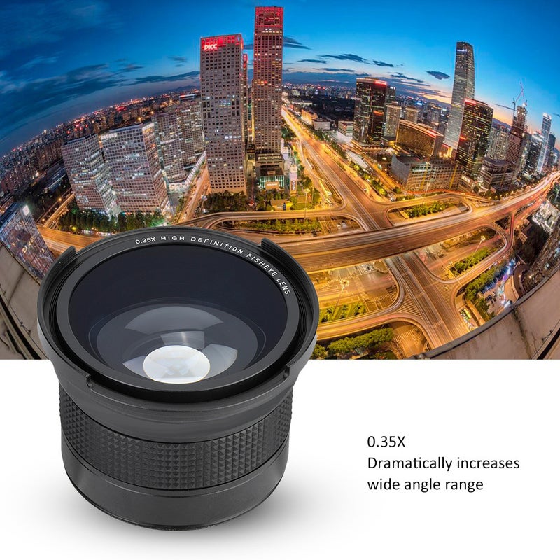 عدسة زاوية عريضة فائقة نوع أسماك السمك 0.35 × 58 مم لأجهزة الكاميرا SLR DSLR باللون الأسود - Image 3