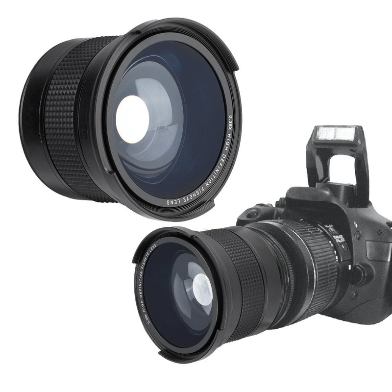 عدسة زاوية عريضة فائقة نوع أسماك السمك 0.35 × 58 مم لأجهزة الكاميرا SLR DSLR باللون الأسود - Image 5