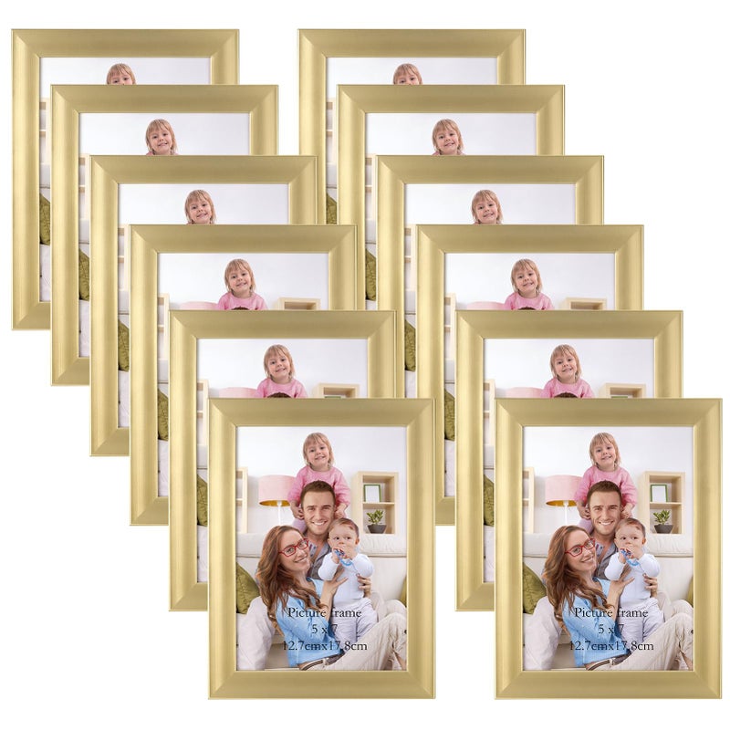 Giftgarden 5x7 Picture Frame Gold Set of 12 Multi Modern 5 x 7 Frames Bulk for Wall or Tabletop Display
