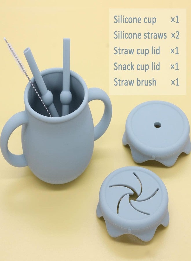 Onomie 2-in-1 Silicone Baby Cups with Straw & Snack Cup Lid, Spill Proof Sippy Cups, Toddler Training Cup for ages 12 M+ (Off - White) - Image 3