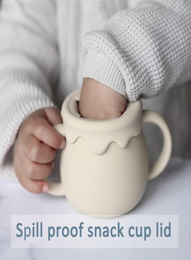 Onomie 2-in-1 Silicone Baby Cups with Straw & Snack Cup Lid, Spill Proof Sippy Cups, Toddler Training Cup for ages 12 M+ (Off - White) - Image 5