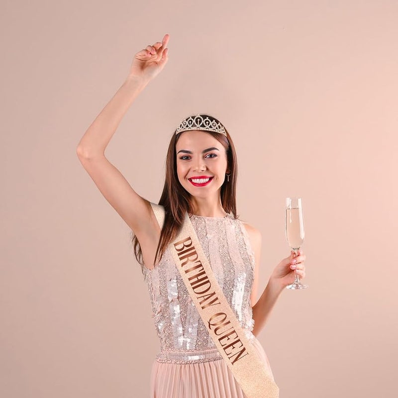 Cavetee Birthday Queen Rhinestone Sash and Tiara Set - Image 4
