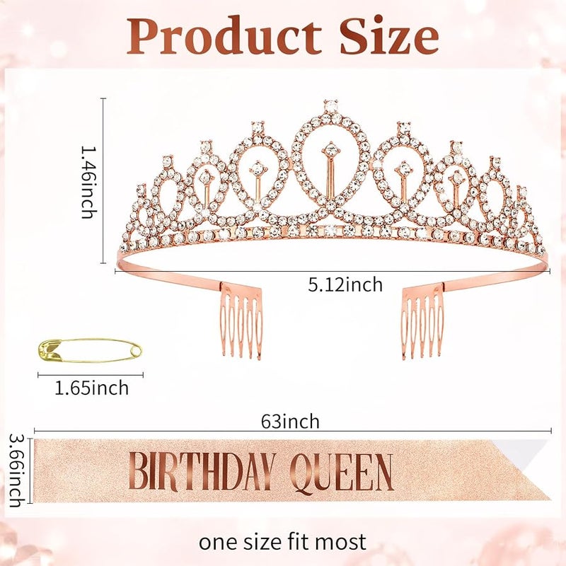 Cavetee Birthday Queen Rhinestone Sash and Tiara Set - Image 2