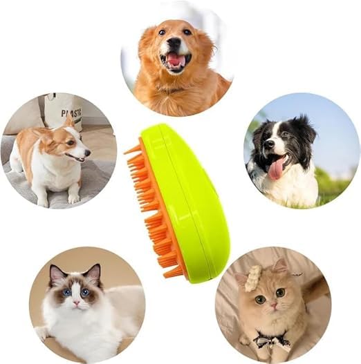 SAGWAN Pet Grooming Brush, Double-Sided Slicker Brush with Plastic Bristles, Lime Green and Orange - Image 2