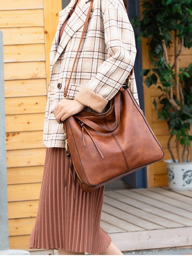 بيوتيفول حقيبة نسائية جديدة حقيبة يد كتف رسول حقيبة يد نسائية من مادة البولي يوريثان حقيبة كبيرة الحجم - Image 4