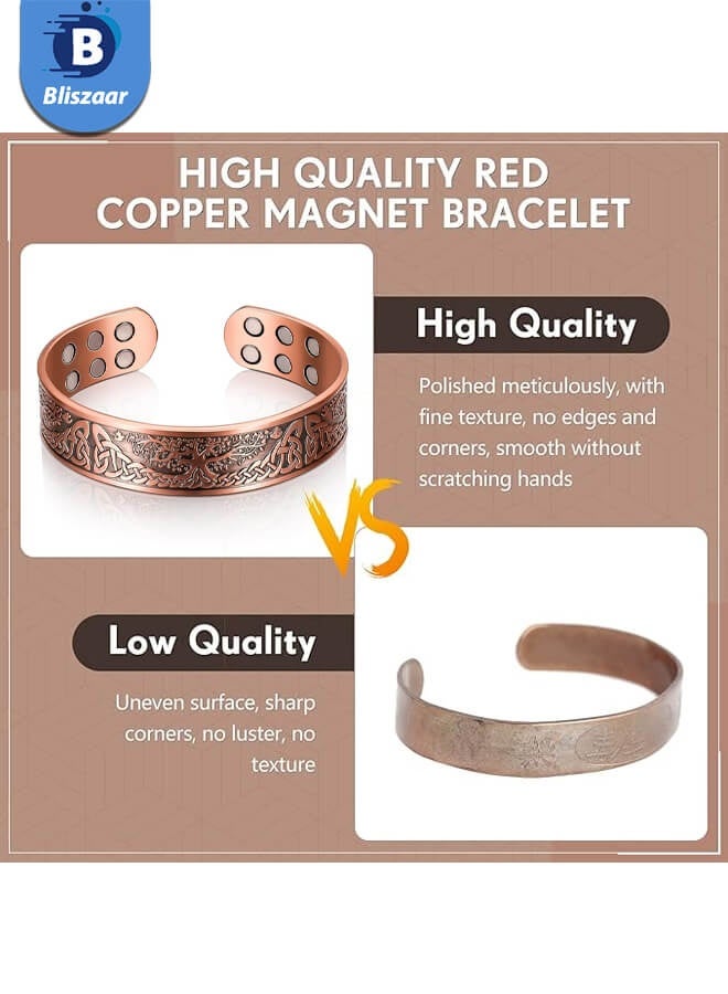 Bliszaar Copper Bracelet for Men 99.9% Pure Copper Magnetic Bracelet for Men with 12pcs Powerful Magnets(Each 3500 Gauss) - Image 4