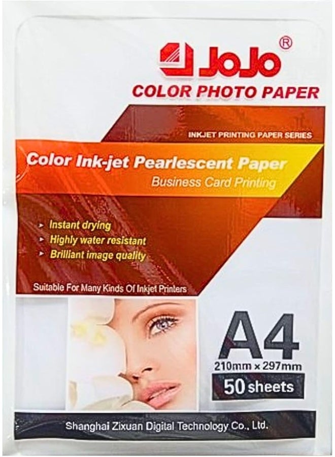 JOJO Color Photo Paper Inkjet Pearlescent Paper Shiny Bright White 50 Sheets A4 - Image 3