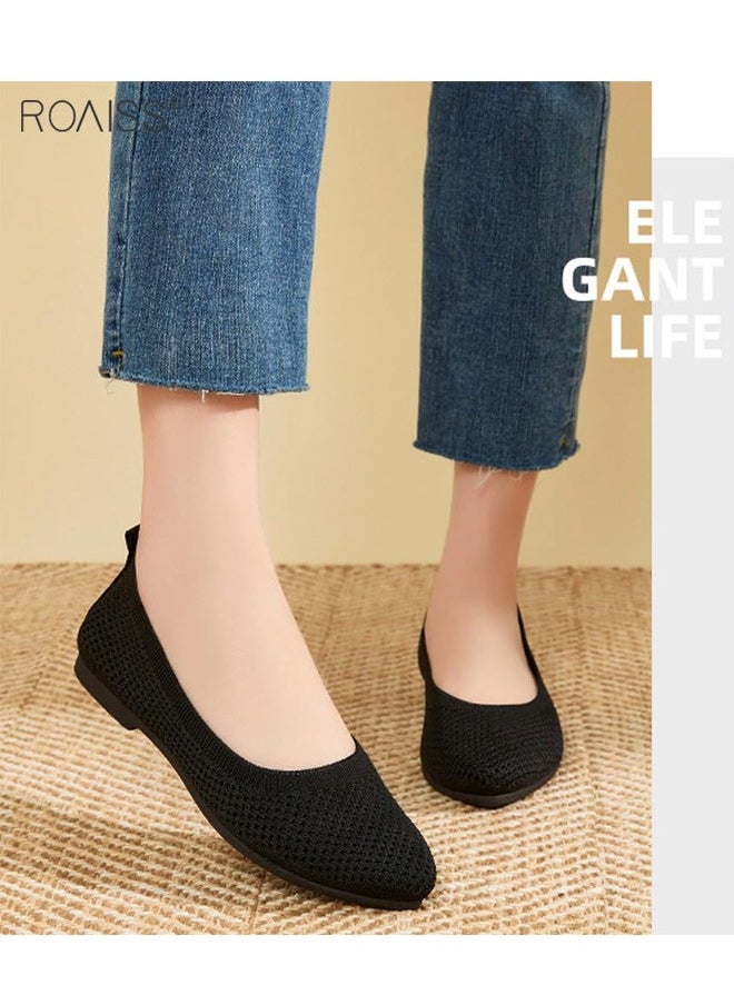 Women's Fashion Flat Canvas Shoes Lazy Fisherman's Shoes Casual Elastic Sneakers Soft Sole Round Head Cotton Linen Shoes