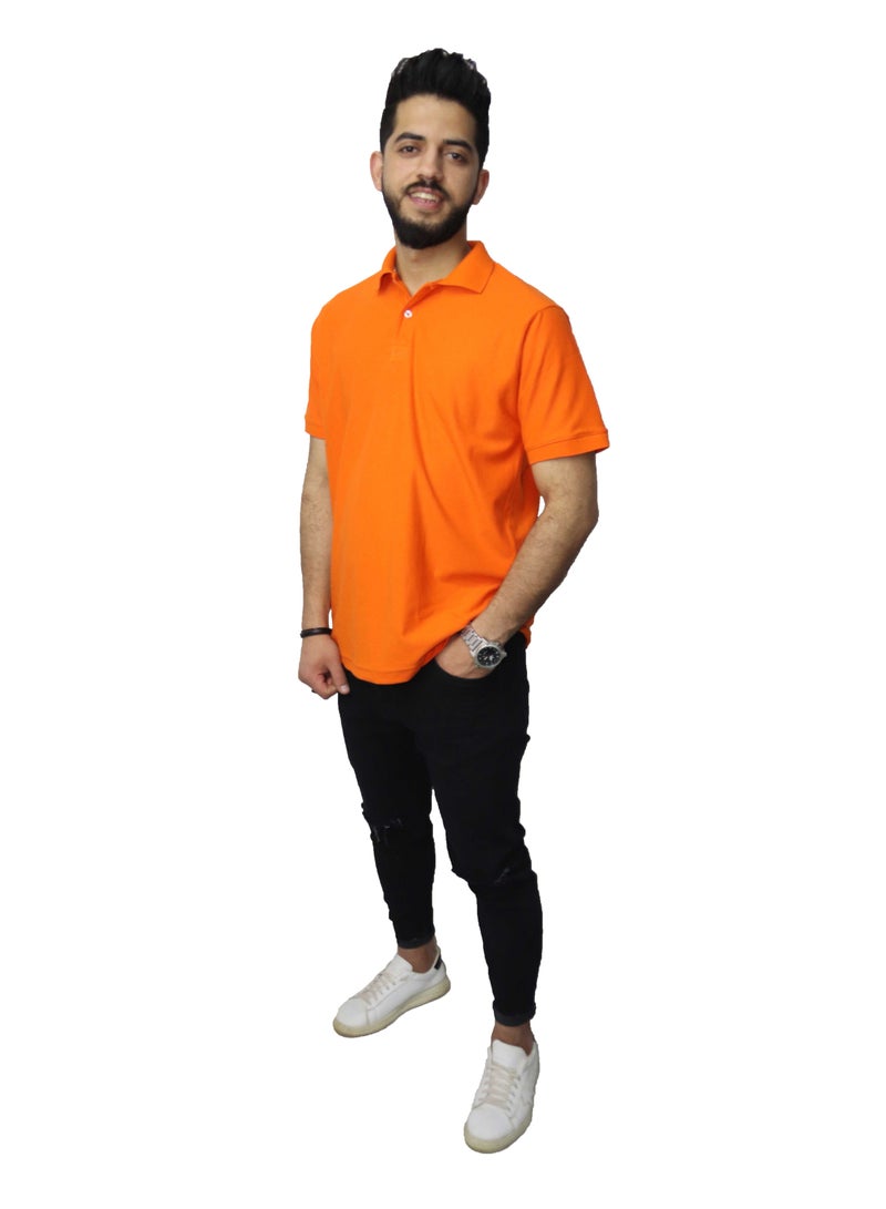 وان هاند تي شيرت بولو كاجوال قطن - برتقالي - Image 4