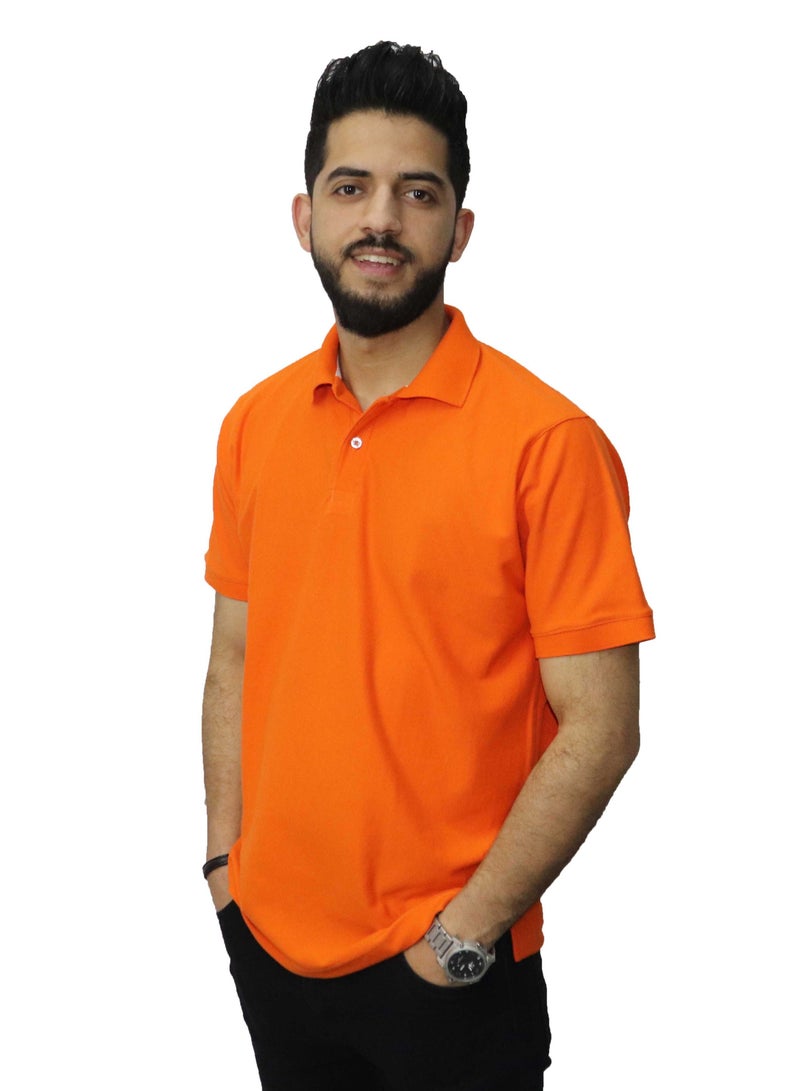 وان هاند تي شيرت بولو كاجوال قطن - برتقالي - Image 1