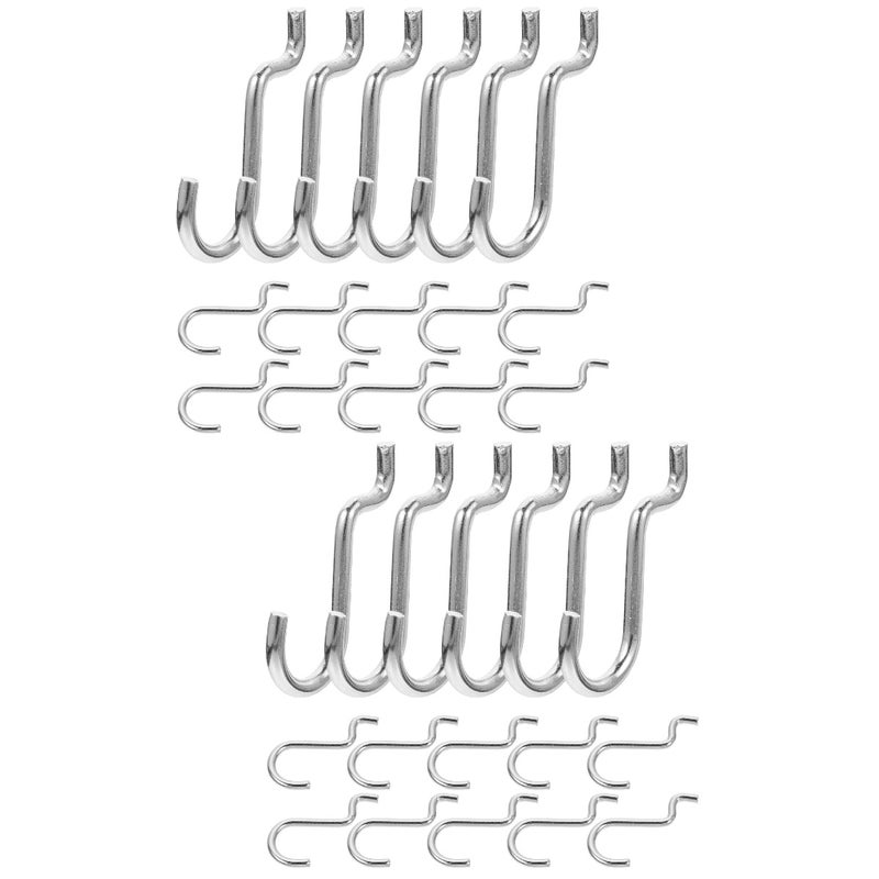 🔧 خطافات معدنية للوحة المثقبة 40 قطعة فضي - Image 1