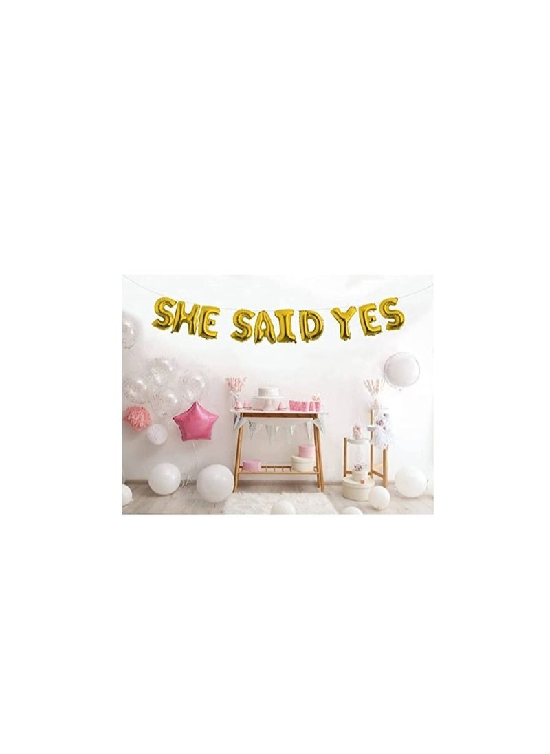 MARKQ She Said Yes Balloons Banner, 16 Inch Foil Engagement Letter Balloon Sign for Bachelorette, Wedding Proposal, Bridal Shower Party Decorations & Supplies (Gold) - Image 3