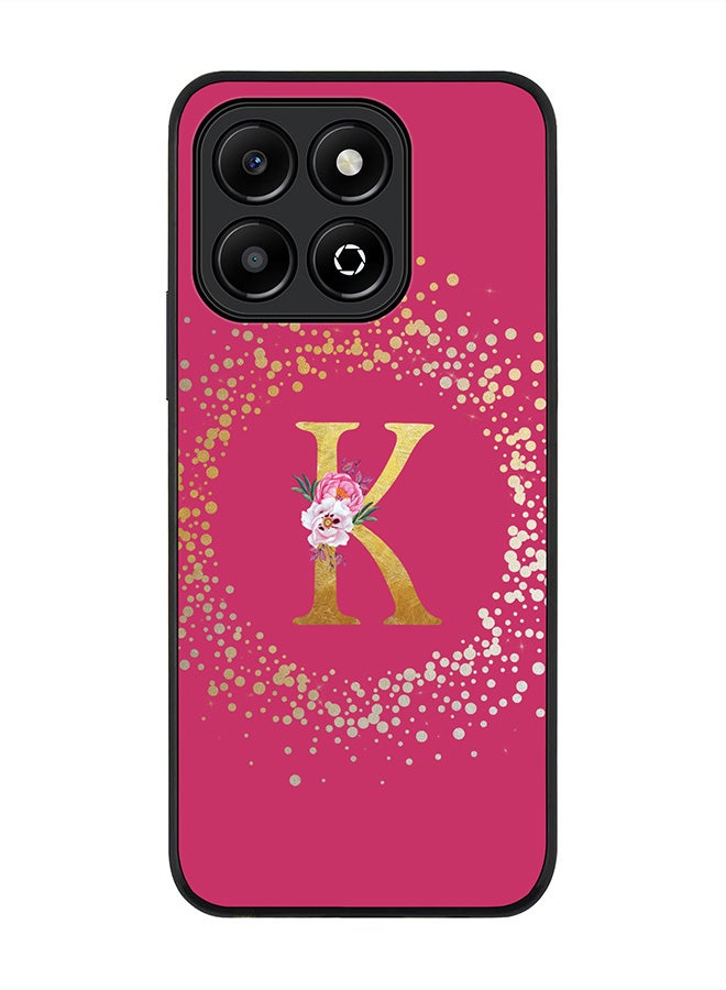 Stylizedd For Honor X6B Case,Slim fit Camera Protection, Shockproof Thin Phone cover - Custom Monogram Floral - K ( Deep Pink ) - Image 1