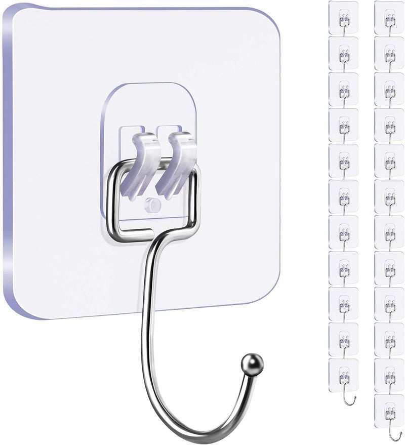 JIALTO 20 Pcs Self Adhesive Wall Hook for 13.2LB(Max) Heavy Duty Big Hooks Waterproof Adhesive Sticky Square Hooks Hanging Capacity 6 KG | Multipurpose Home Storage Hook - Big Hook - Image 1