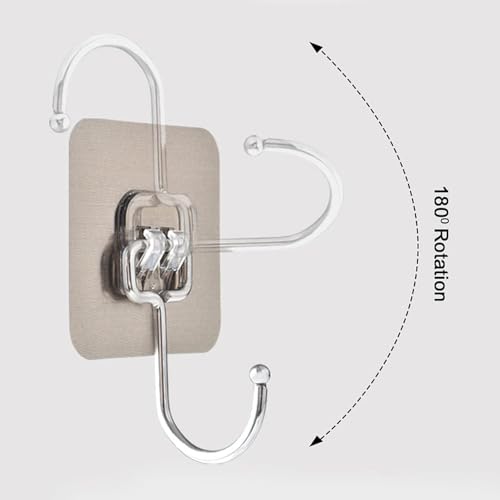 JIALTO 20 Pcs Self Adhesive Wall Hook for 13.2LB(Max) Heavy Duty Big Hooks Waterproof Adhesive Sticky Square Hooks Hanging Capacity 6 KG | Multipurpose Home Storage Hook - Big Hook - Image 5