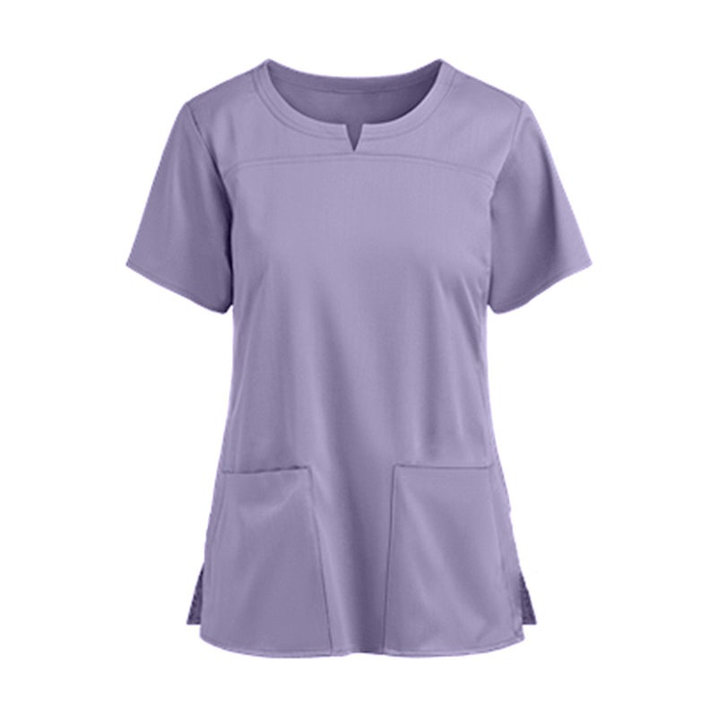 2024 New Factory Supply Women''s Short Sleeve V-Neck Pocket Nurse Top Youth Simple Atmosphere - Image 4