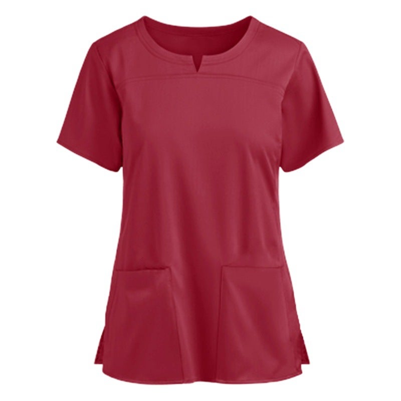 2024 New Factory Supply Women''s Short Sleeve V-Neck Pocket Nurse Top Youth Simple Atmosphere - Image 2