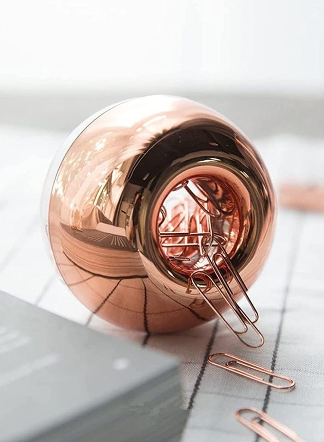 Generic Light Luxury Fashion Paper Clips, Rose Gold Edition, In Round Paper Clip Holder With Magnetic Lid, 28 mm, 100 Piece Per Box - Image 2