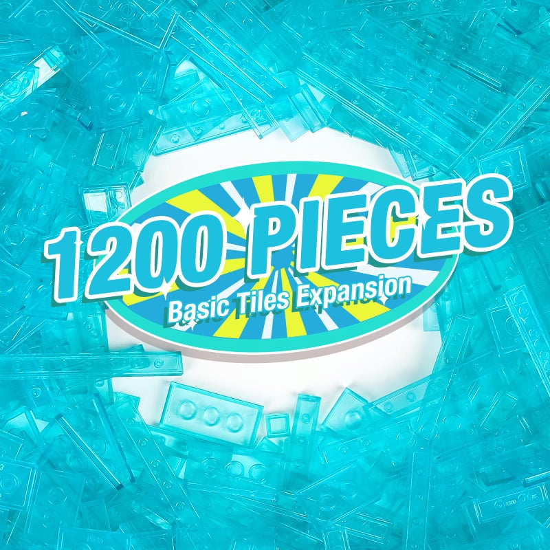 MANNIDOO 1200 Pieces Flat Pieces 9 Sizes Classic Moc Parts and Pieces Tiles Expansion Set Compatible with All Major Brands Building Bricks Bulks for Smooth Surface Transparent Blue - Image 3