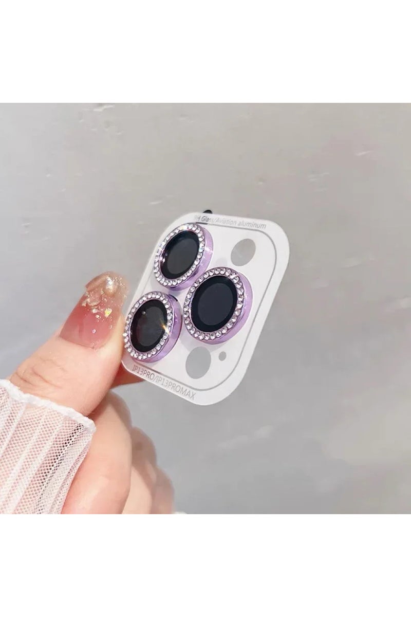 14 or 14Plus(2pcs Light Purple 2-3Pcs For Iphone 14 15 16 Pro Max 9D Rear Diamond Lens Protector For