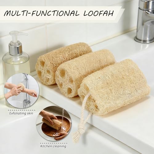 Balifeel Organic Natural Loofah Sponges 4.7'' Luffa Spa,Pack of 4 Exfoliating & Smooth Skin Bath Shower Loofas Loofa for Women and Men Body Scrubber - Image 3