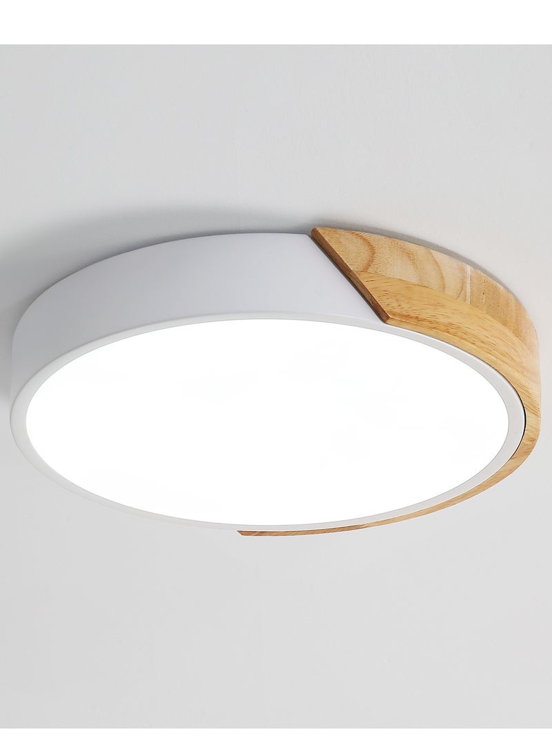 Goeco LED Round Wood Ceiling Light , Indoor Light Fixtures Ceiling Lamp , Modern Ceiling Lamp for, Bedroom, Kitchen, Living Room, Dining Room, Office  - Image 1
