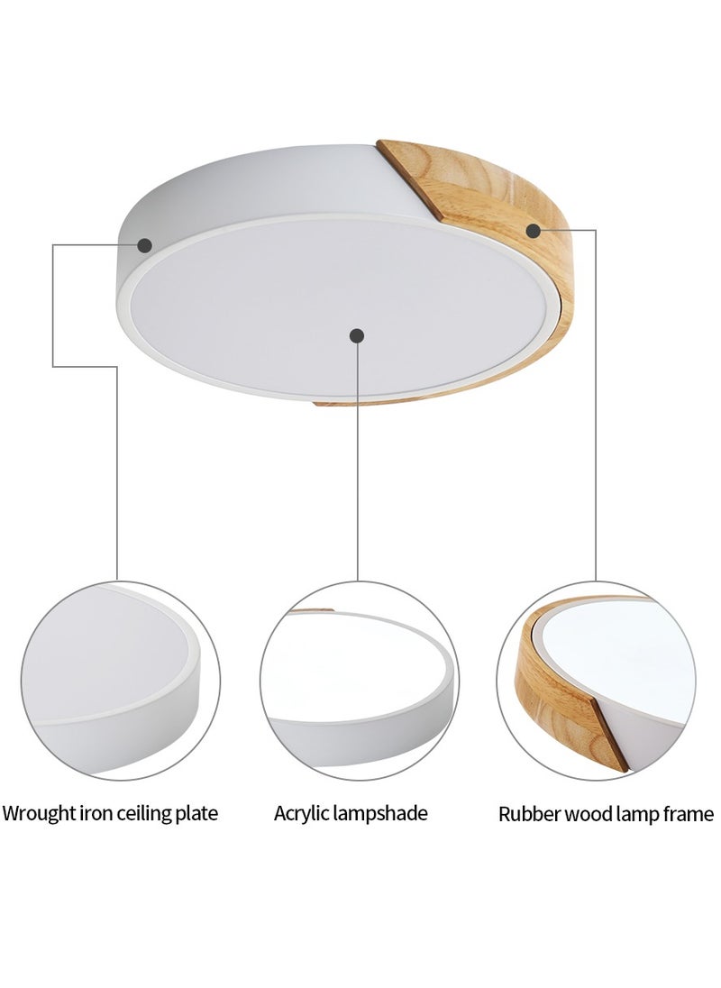 Goeco LED Round Wood Ceiling Light , Indoor Light Fixtures Ceiling Lamp , Modern Ceiling Lamp for, Bedroom, Kitchen, Living Room, Dining Room, Office  - Image 2