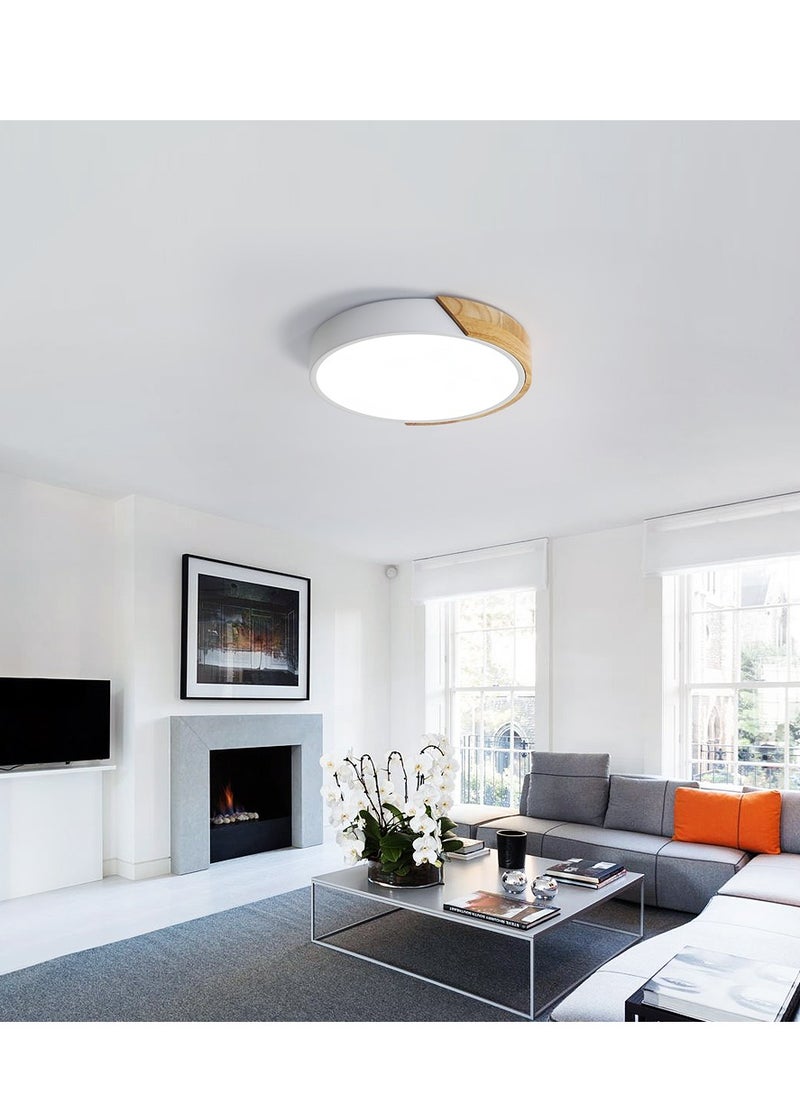 Goeco LED Round Wood Ceiling Light , Indoor Light Fixtures Ceiling Lamp , Modern Ceiling Lamp for, Bedroom, Kitchen, Living Room, Dining Room, Office  - Image 5