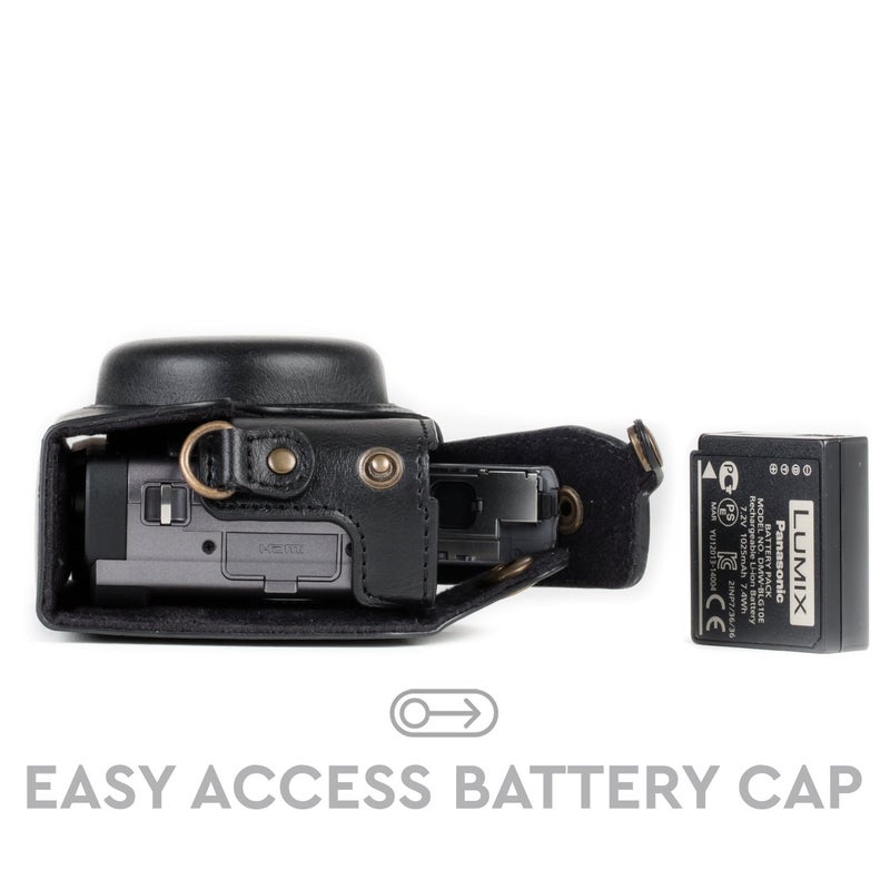 MegaGear MG1258 Ever Ready Leather Camera Case compatible with Panasonic Lumix DC-ZS80, DC-ZS70, DC-TZ95, DC-TZ90 - Black - Image 5