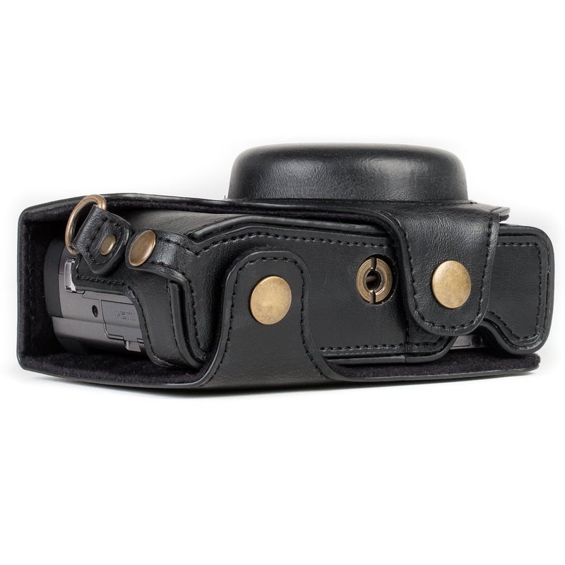 MegaGear MG1258 Ever Ready Leather Camera Case compatible with Panasonic Lumix DC-ZS80, DC-ZS70, DC-TZ95, DC-TZ90 - Black - Image 4