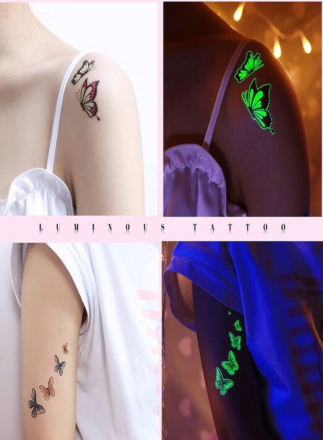 Ooopsiun Luminous Butterfly Temporary Tattoos for Girls - 12 Sheets Glow in The Dark Butterfly Stickers Party Favors Decorations for Kids Girls - Image 5