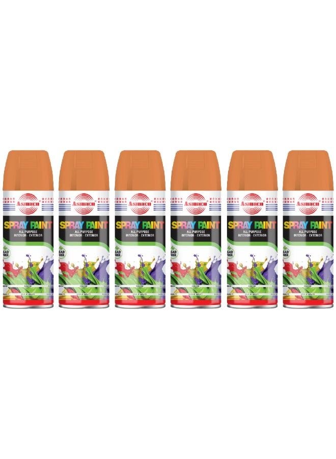 Asmaco Spray Paint - Fluo Orange Yellow - 400 Ml - Set of 06