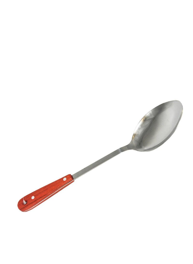 BASURRAH Steel flat spoon with wooden handle, size 34 cm  - Image 1