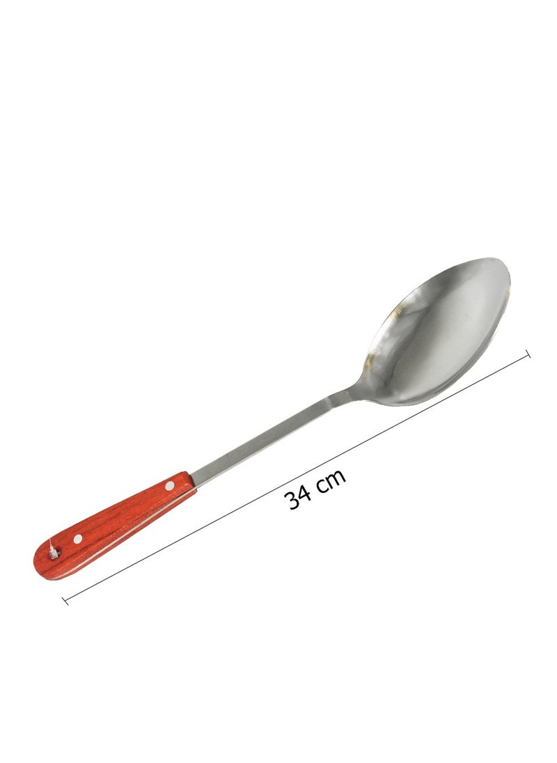 BASURRAH Steel flat spoon with wooden handle, size 34 cm  - Image 2