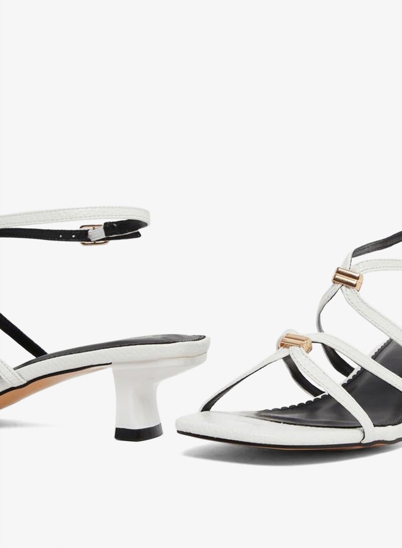 Styli White Metal Trim Accent Strappy Sandals - Image 3