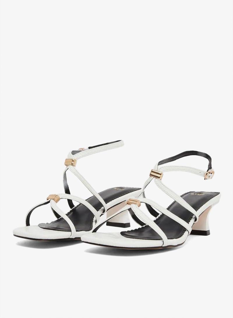 Styli White Metal Trim Accent Strappy Sandals - Image 2