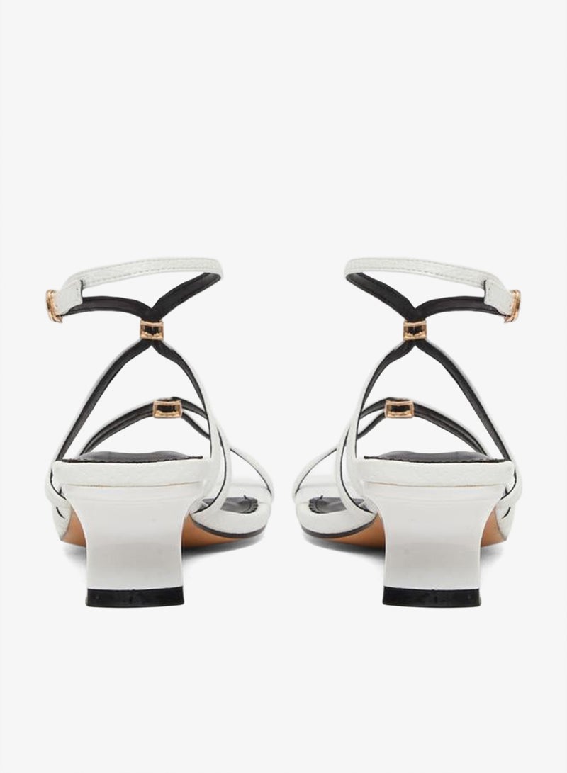 Styli White Metal Trim Accent Strappy Sandals - Image 4