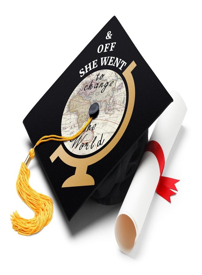 ADVANSYNC Off She Went To Change The World Graduation Cap Topper - Image 1