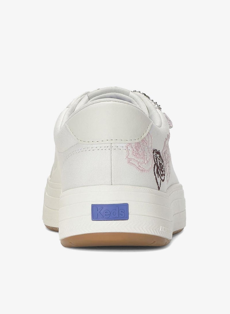Keds Women's Park Lace Up Canvas Rose Embroidery/Charm Casual Sneaker White - Image 2