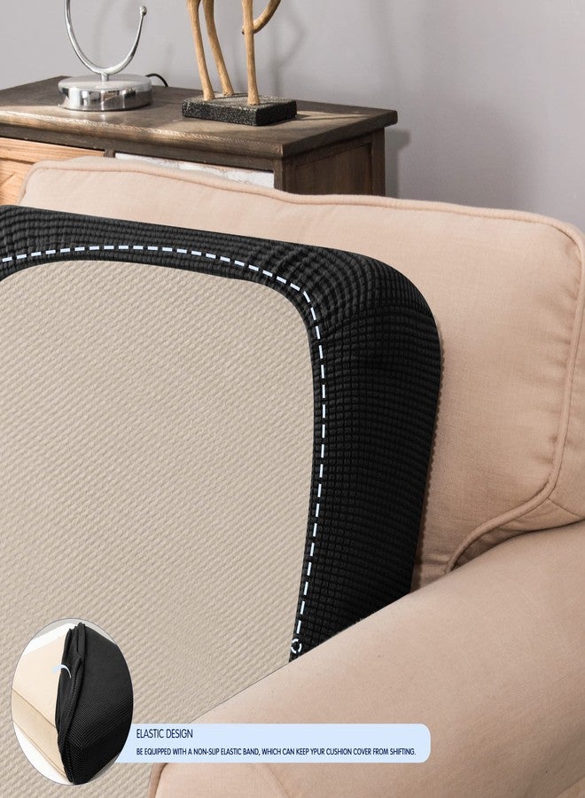 SUBRTEX Stretch Cushion Cover Soft Sofa Seat Slipcover Spandex Chair Couch Cover Suitable for 1-2-3 Seaters Replacement for Furniture Protector(Black, Small) - Image 4