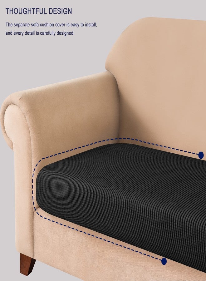 SUBRTEX Stretch Cushion Cover Soft Sofa Seat Slipcover Spandex Chair Couch Cover Suitable for 1-2-3 Seaters Replacement for Furniture Protector(Black, Small) - Image 3