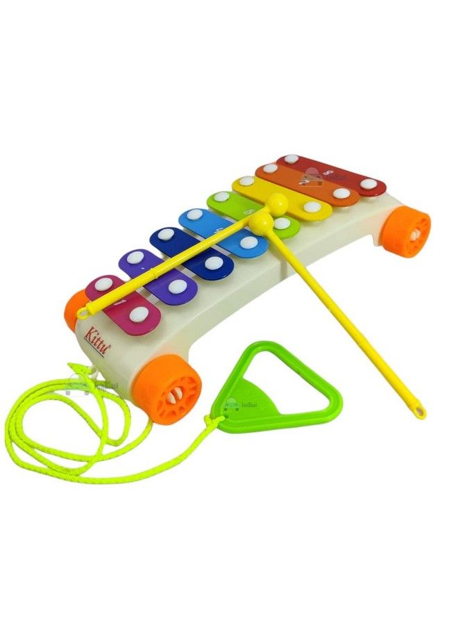 FunBlast Xylophone For Kids Xylophone With Wheels Pull Along Toy For Baby Musical Instruments For Kids Xylophone For Kids 3+ Years Early Development & Activity Toys For Kids Boys Made In India - Image 1