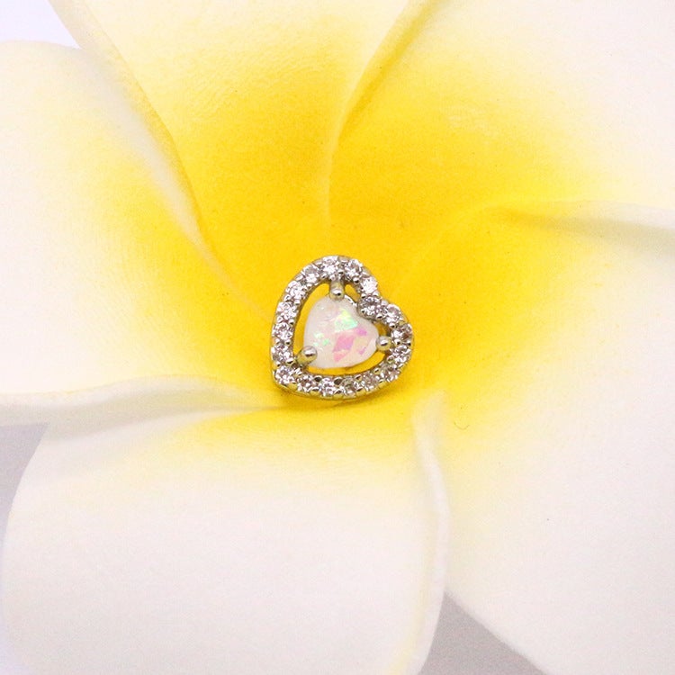 Gaibei Heart-Shaped Ear Nail Aobao Ear Nail Shiny Zircon Ear Nail Earrings Earrings - Image 3