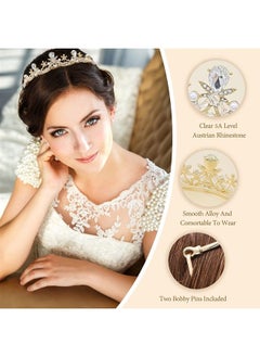 Oriamour Crystal Tiaras and Crowns Headband For Women Birthday Pageant Wedding Prom Princess Crown Bridal Tiara With Clear Beads,Wedding Tiara for Bride (Gold)  - Image 5