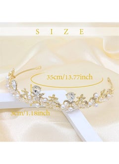 Oriamour Crystal Tiaras and Crowns Headband For Women Birthday Pageant Wedding Prom Princess Crown Bridal Tiara With Clear Beads,Wedding Tiara for Bride (Gold)  - Image 4