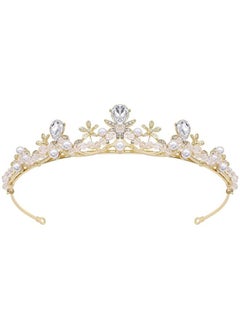 Oriamour Crystal Tiaras and Crowns Headband For Women Birthday Pageant Wedding Prom Princess Crown Bridal Tiara With Clear Beads,Wedding Tiara for Bride (Gold)  - Image 1