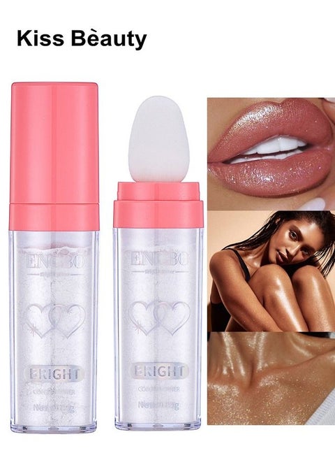 Highlighter Patting Powder Contouring Powder Shimming Powder Stick Glitter Loose Powder Highlight Contouring Powder Shimming Powder for Eyes, Face, Body Brighten Makeup (Silver)