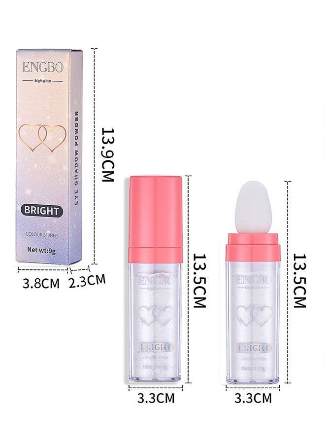 Kiss Beauty - Highlighter Patting Powder Contouring Powder Shimming Powder Stick Glitter Loose Powder Highlight Contouring Powder Shimming Powder for Eyes, Face, Body Brighten Makeup (Silver) - Image 1