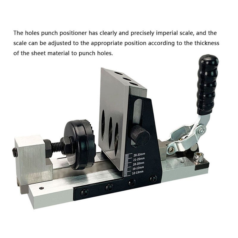 Pocket Hole Jig 9.5mm White Aluminum & Carbon Steel Construction - Adjustable Imperial Scale Portable Drill Locator for DIY Furniture Woodboard Splicing - Image 3